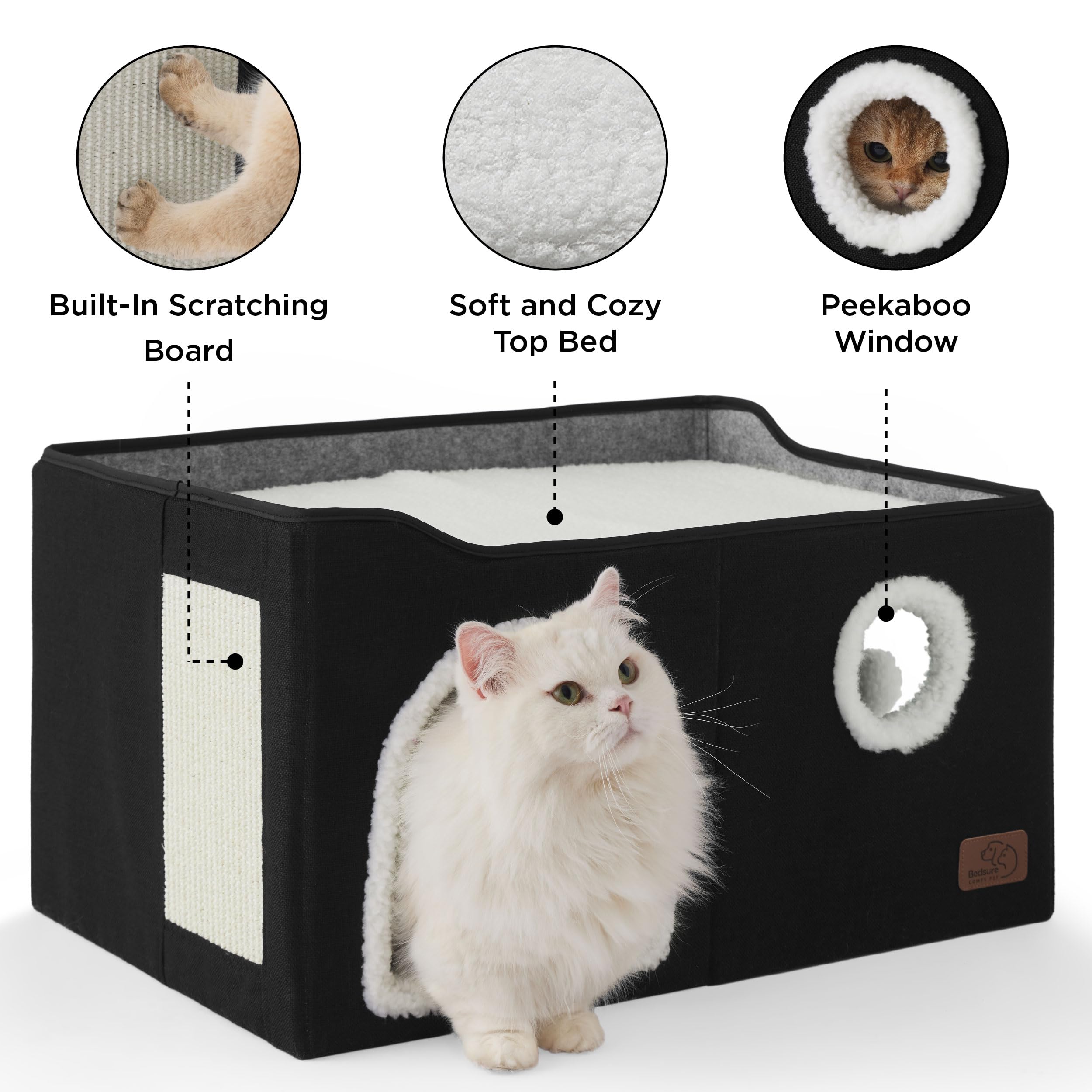 Bedsure grand lit-chat cube boule peluche – distraction ludique et jeux interactifs.
