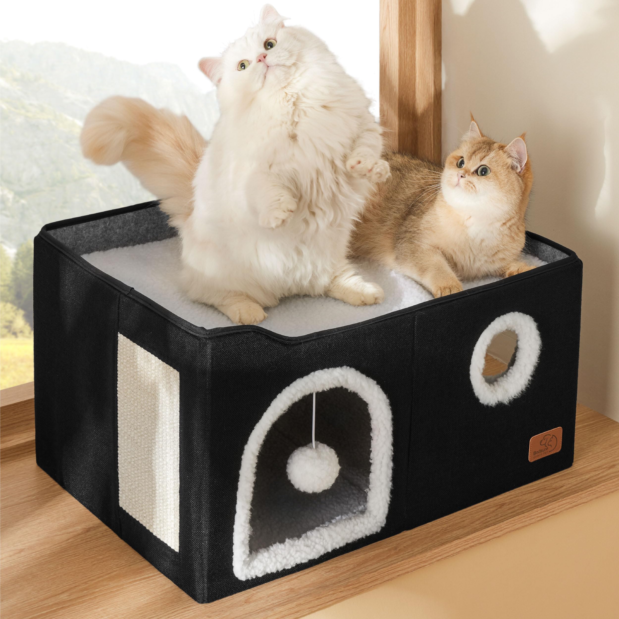Bedsure grand lit-chat cube coussins amovibles lavables – entretien facile et hygiène.