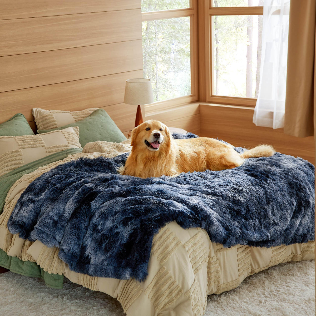 Bedsure, couverture imperméable pour chien grand, face sherpa, confort apaisant.