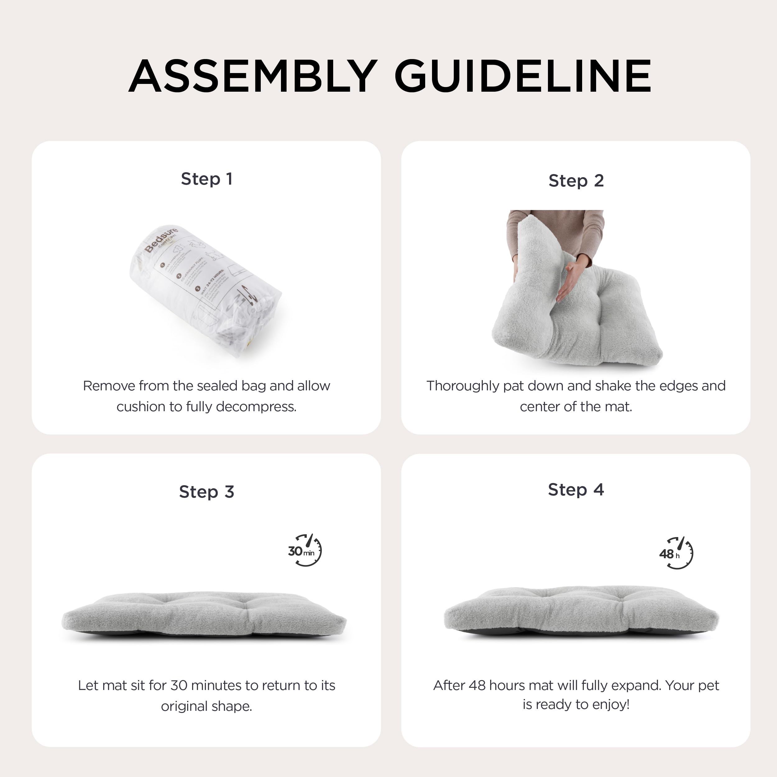 Base anti-glisse Bedsure, stabilité assurée sur sol ou caisse.
