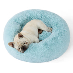 Bedsure lit donut bleu aqua, confort moelleux pour repos profond des animaux