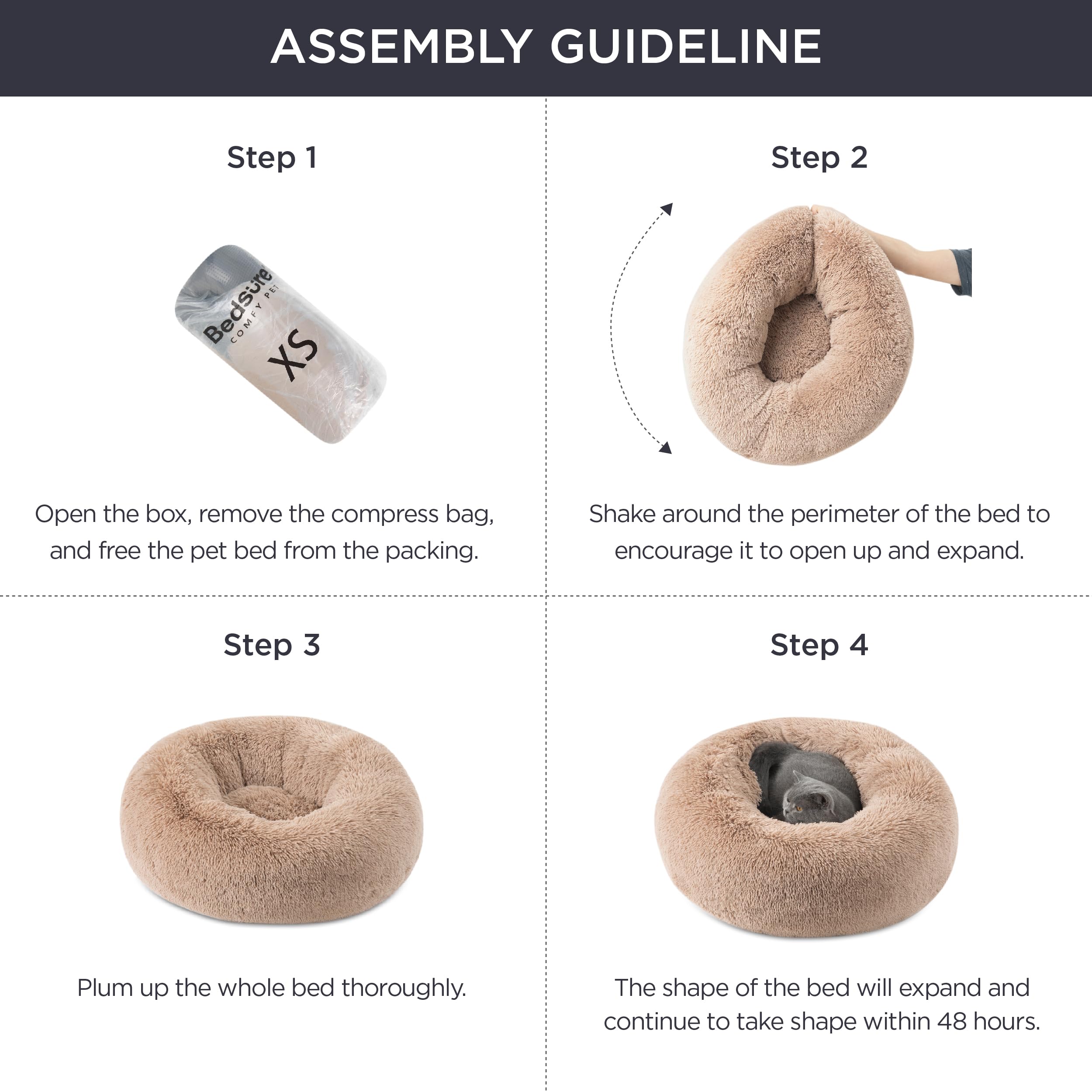 Bedsure nid donut taille moyenne: adapté pour petites et moyennes races.