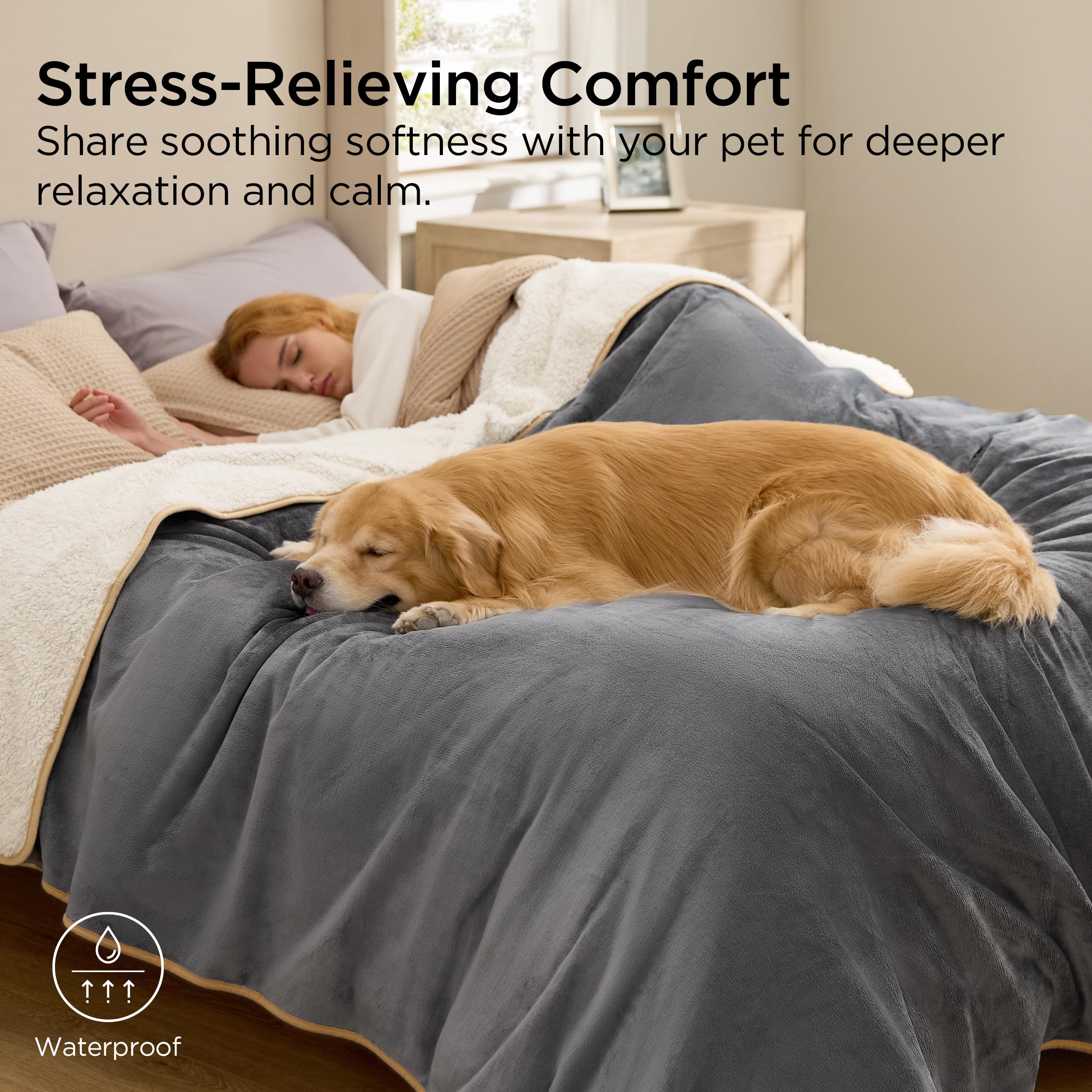 Bedsure double face réversible, chaleur et confort durable.