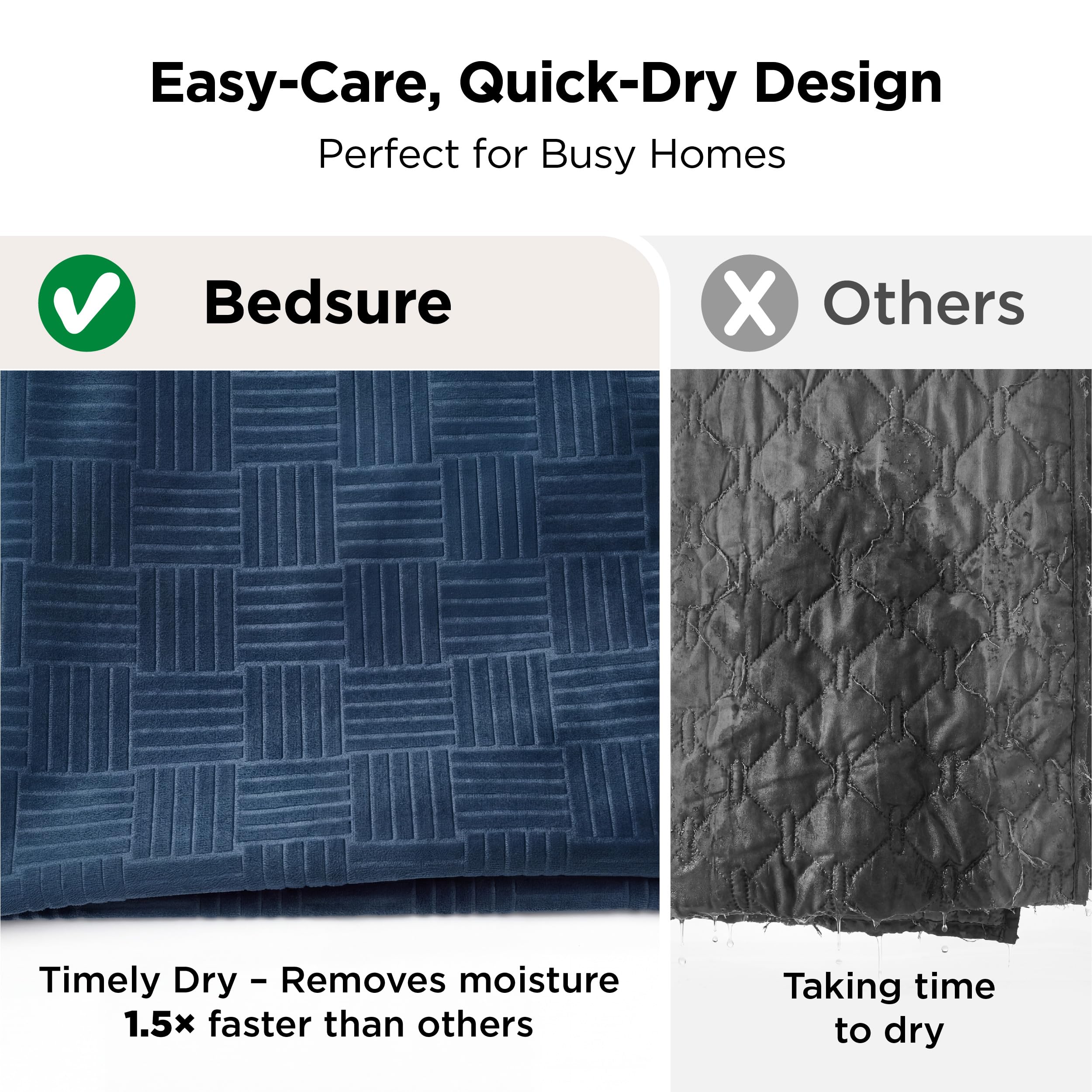Bedsure Séchage rapide, lavage en machine à 30°C pour un entretien pratique.