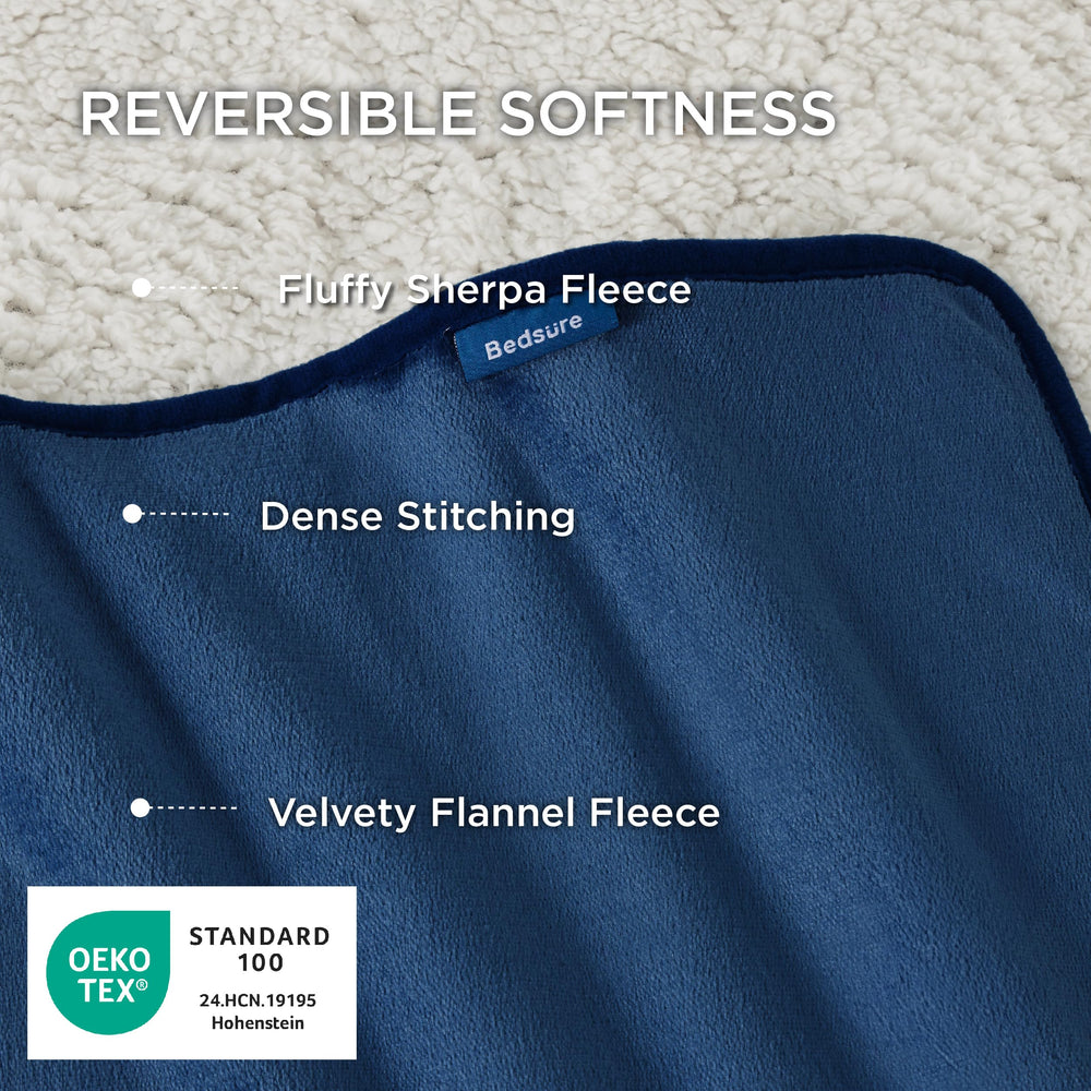 Bedsure sherpa bleu face chaude assure une chaleur douce en soirée.