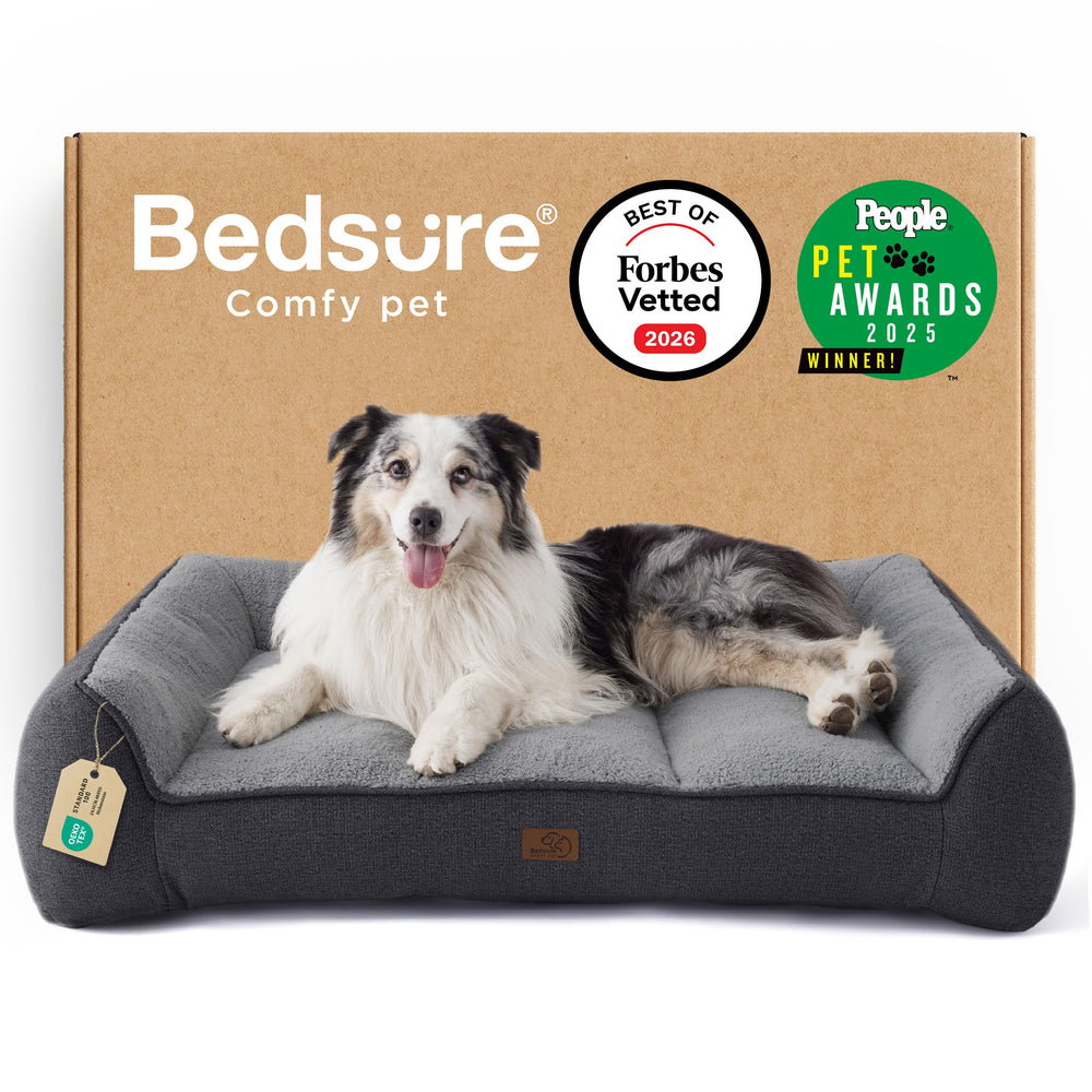 Bedsure SupportMax XL lit orthopédique gris pour grands chiens, soutien articulations.