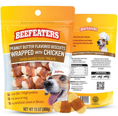 Beefeaters biscuits pour chien au poulet et cacahuète, boîte de 13 oz prête à la récompense.