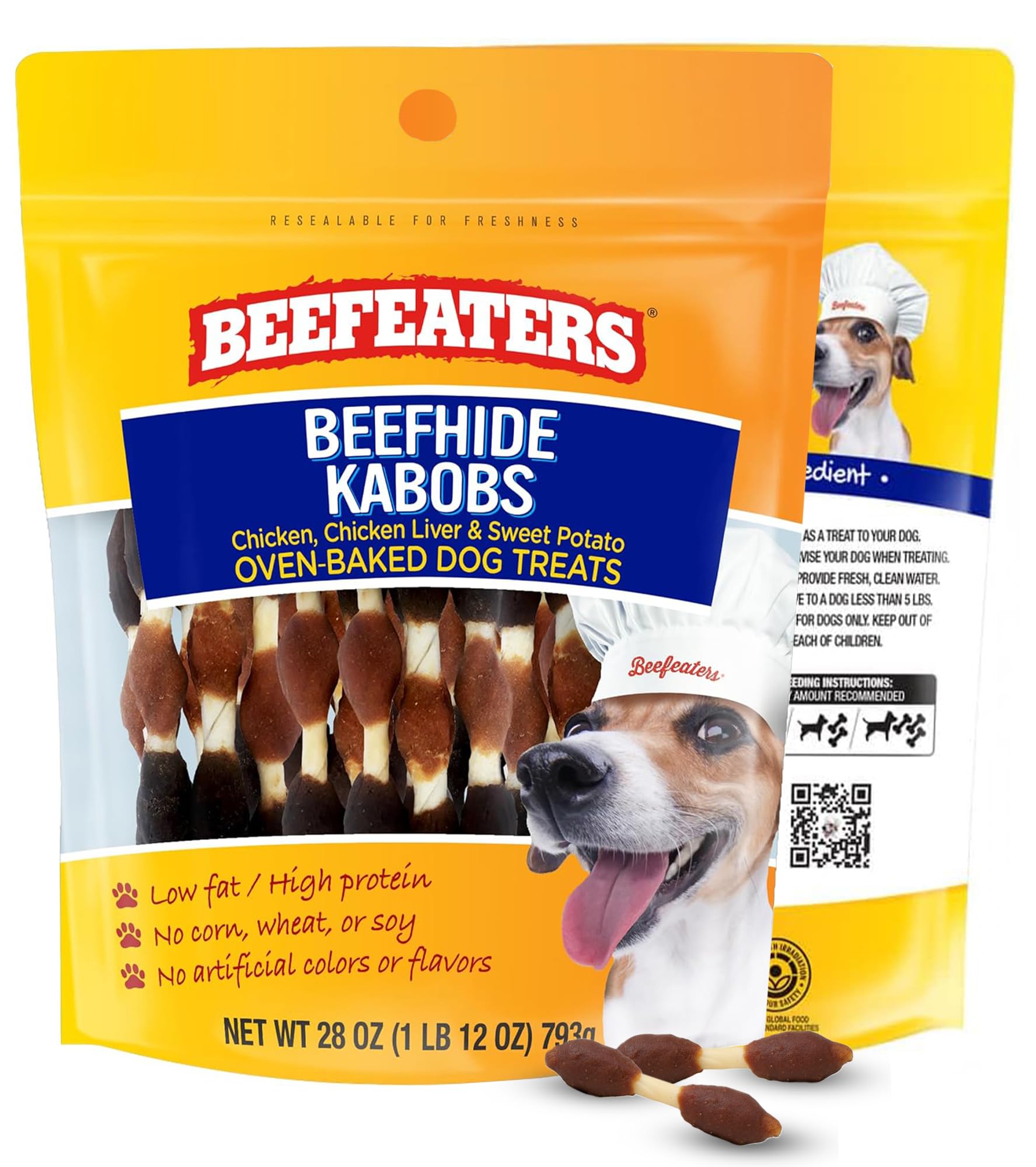 Beefeaters brochettes peau de boeuf triple saveur pour mâcher durable