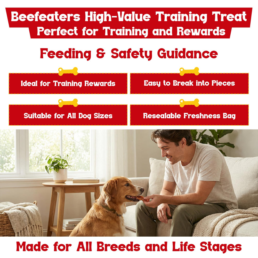 Beefeaters tranches-poulet : portions faciles à déchirer pour les chiens de toutes tailles.
