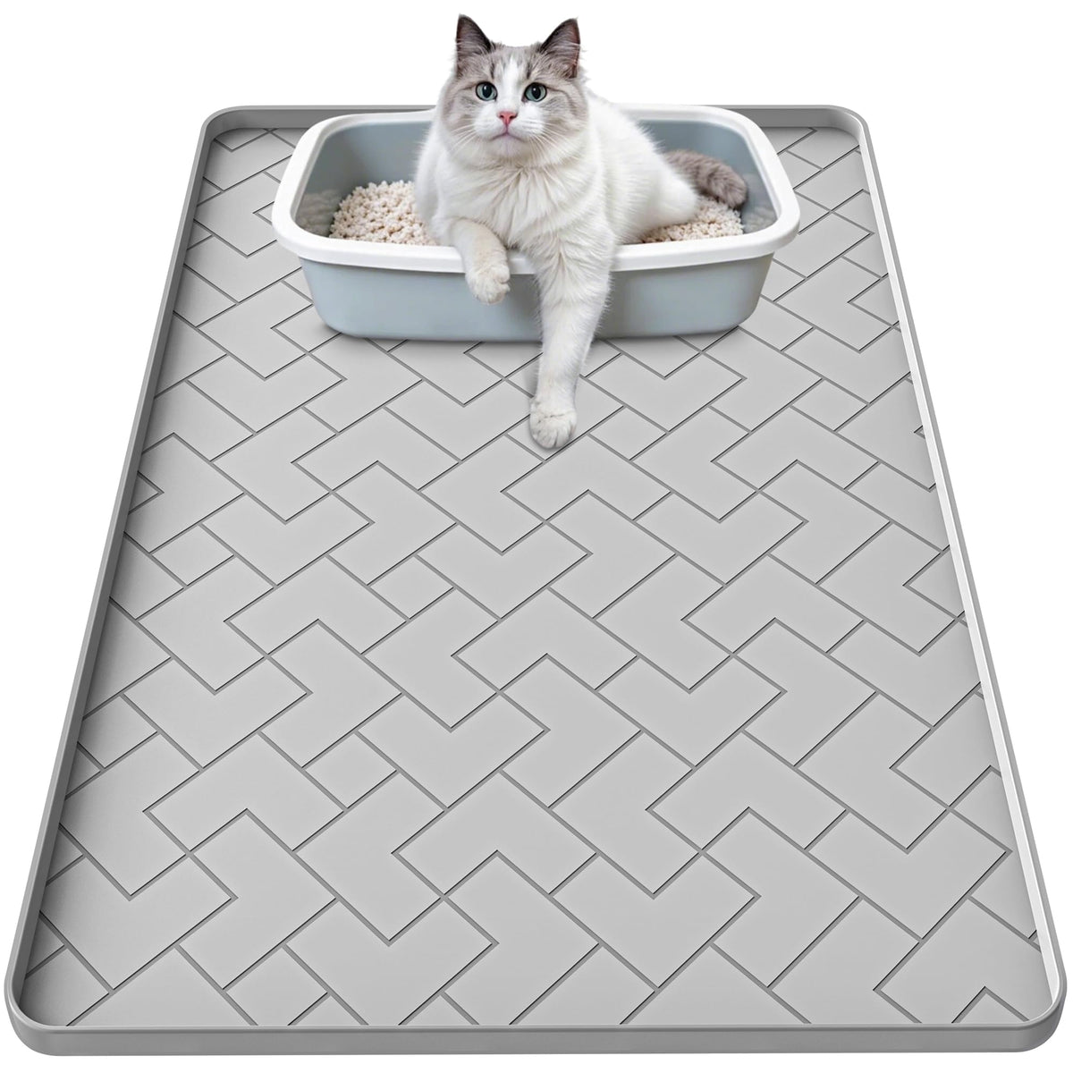 Beenxmyy tapis litière gris 34x22 retient les grains et protège le sol.