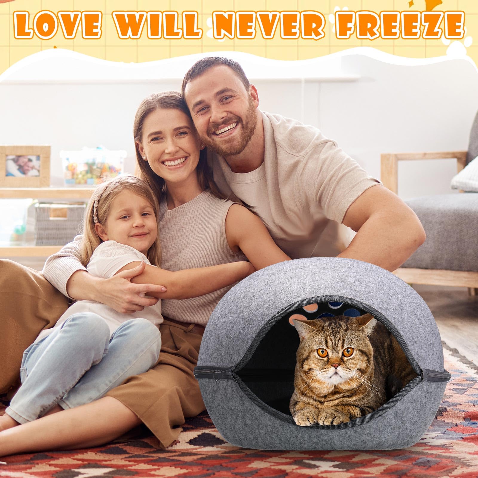 Beeveer lit-chaleur chat cave gris dimensions 46x38x25 cm pour petits animaux