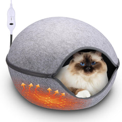 Beeveer lit-chaleur chat cave gris extérieur, refuge sûr et chaud