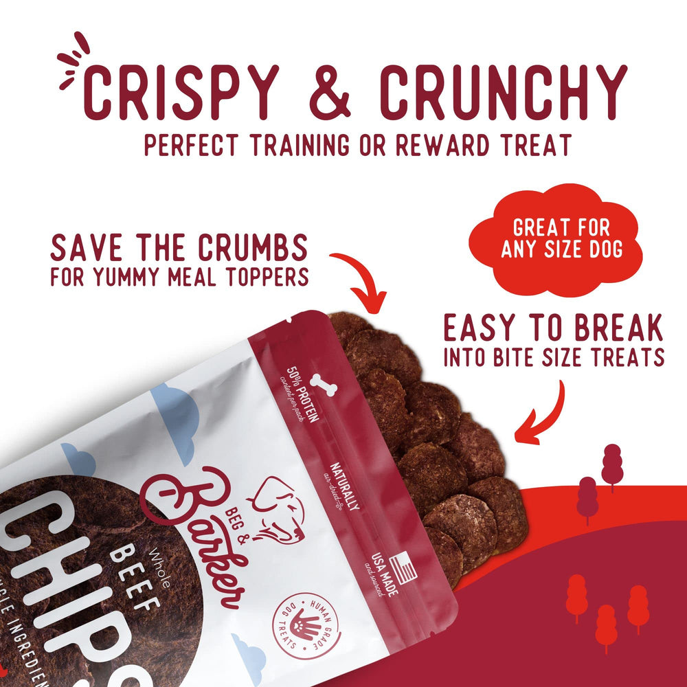 Chips boeuf Beg & Barker, récompense d'entraînement pratique et simple.