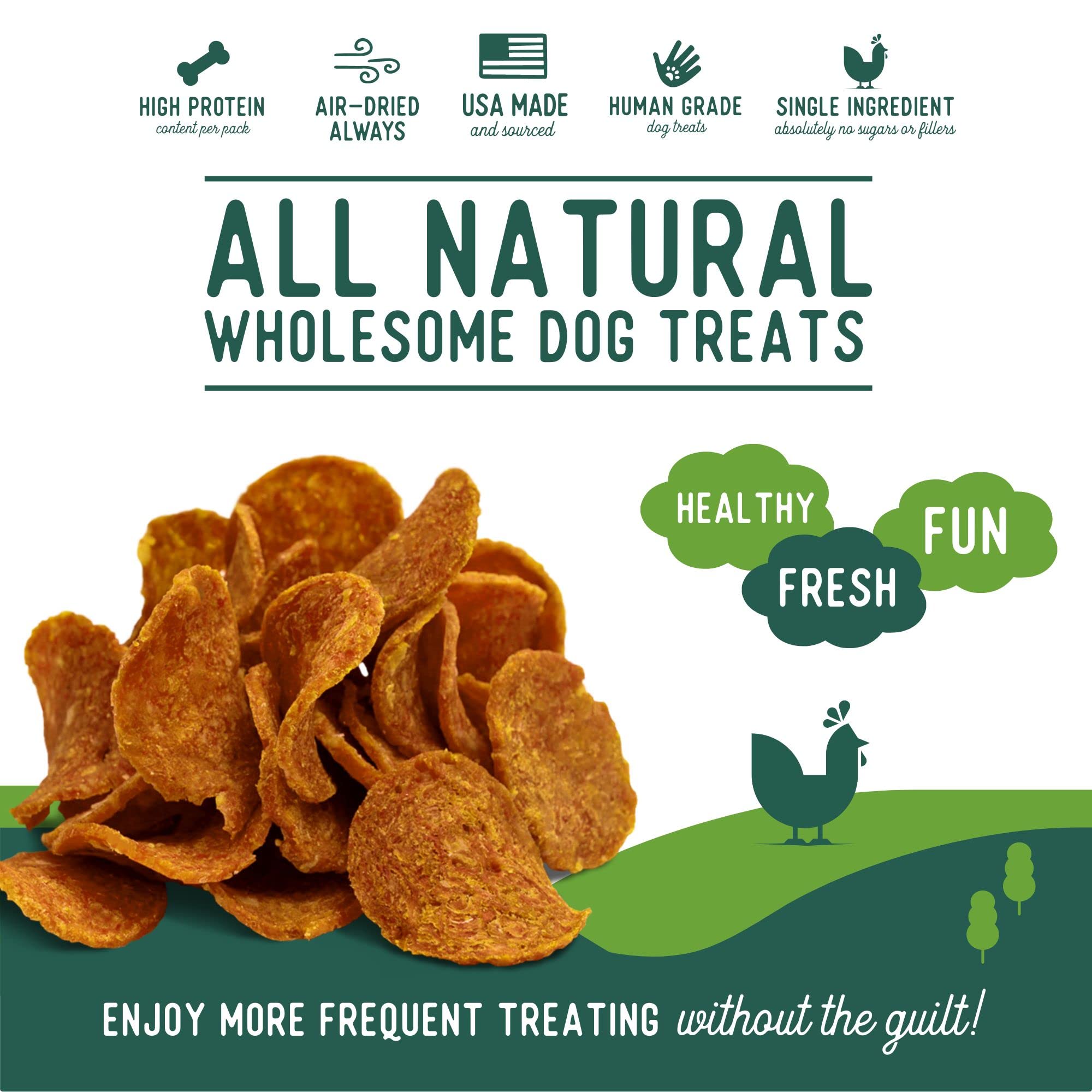 Chien dégustant Beg & Barker chips poulet, récompense protéinée et naturelle.
