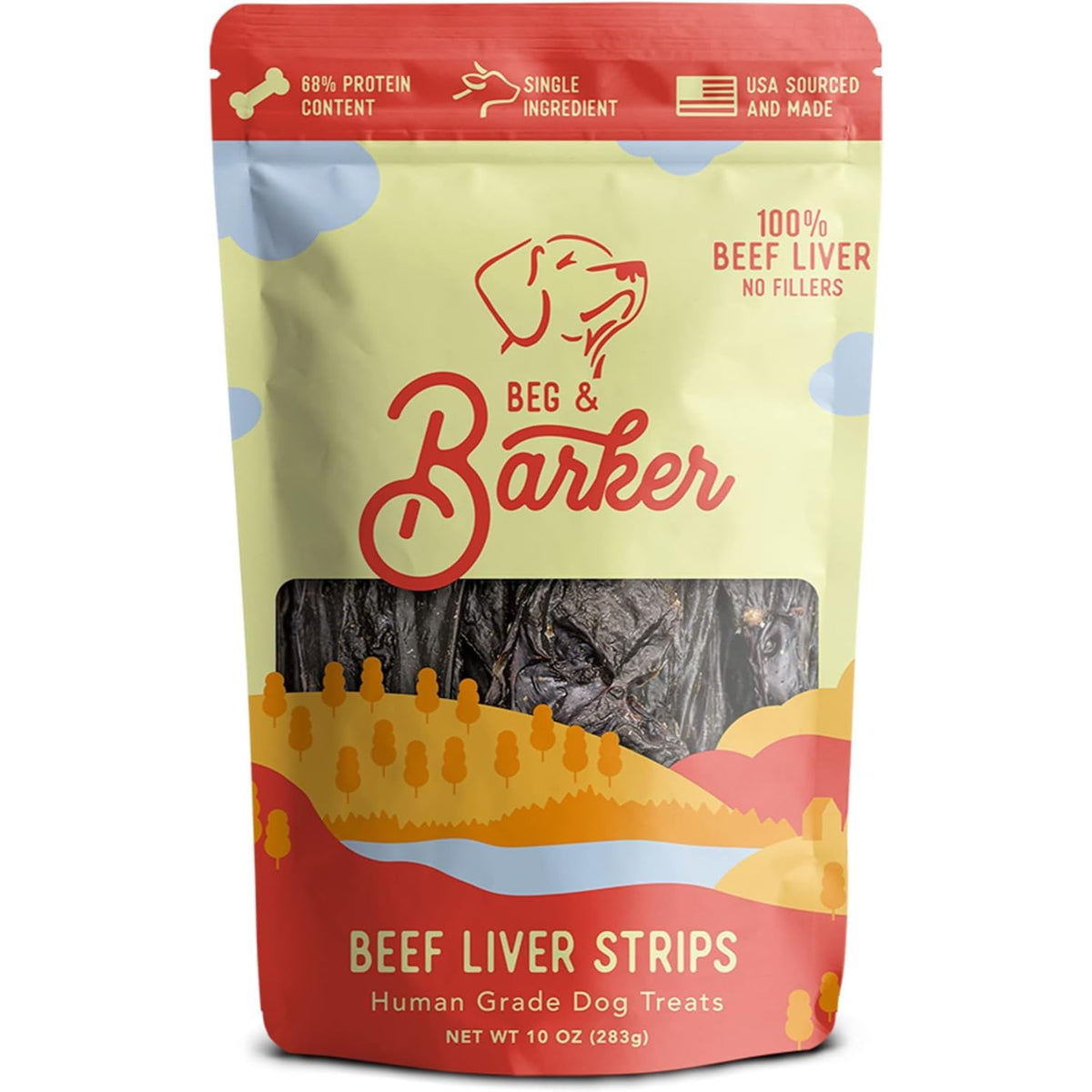 Friandise Beg & Barker Foie Boeuf Séché en sac prête à emporter pour récompenser pendant l'entraînement.