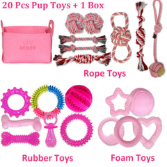 Jouets Beiker corde dentition petit chien rose, favorisent le jeu et le mordillage.