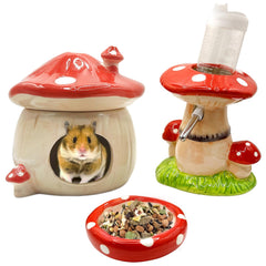 Cachette champignon en céramique BELEATAL pour hamster, espace sûr pour se blottir et se reposer