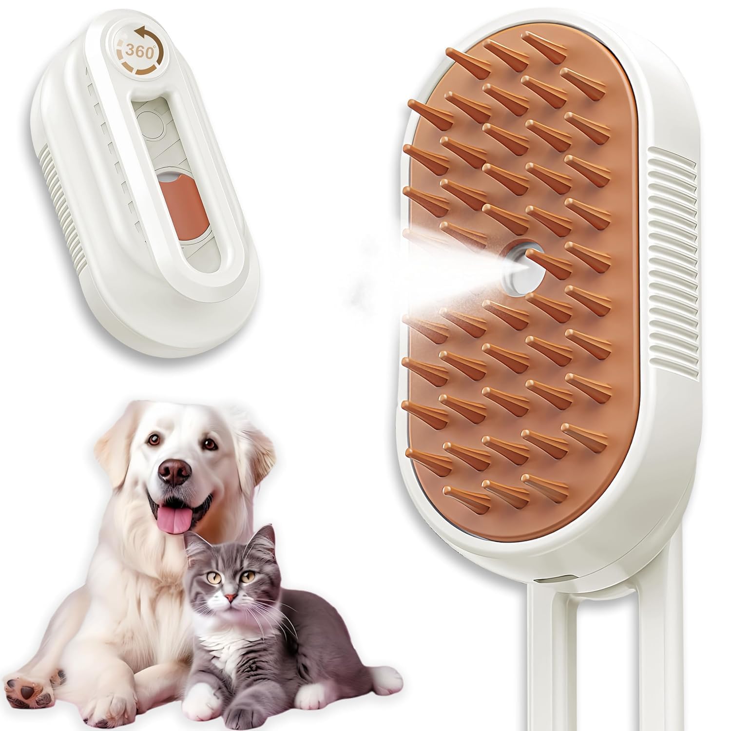belieonu brosse vapeur chat en action pour démêler et adoucir le pelage.