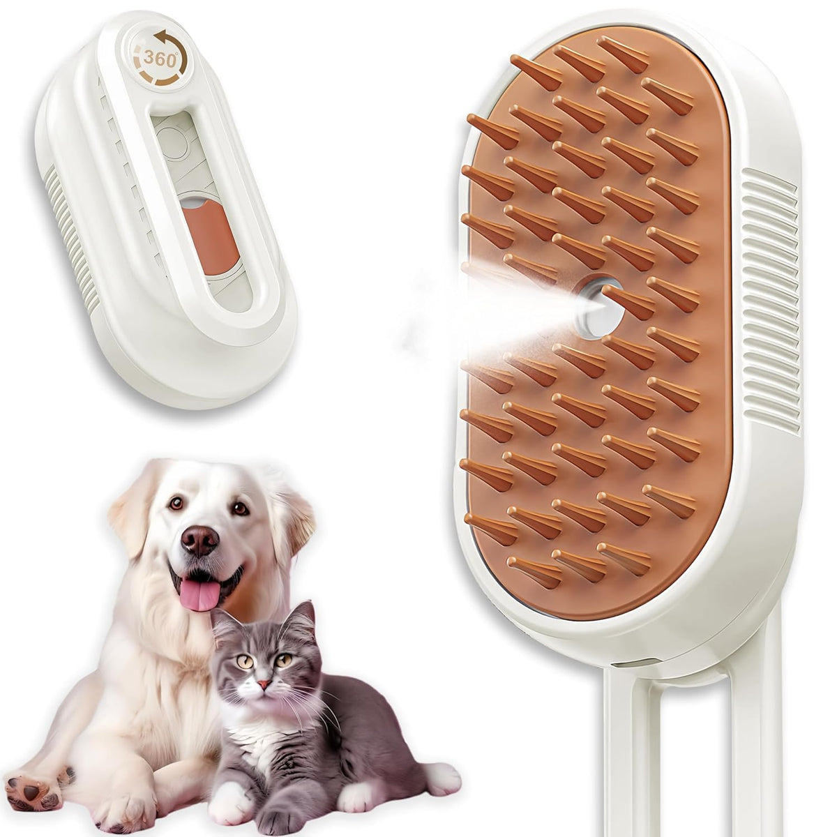 belieonu brosse vapeur chat en action pour démêler et adoucir le pelage.