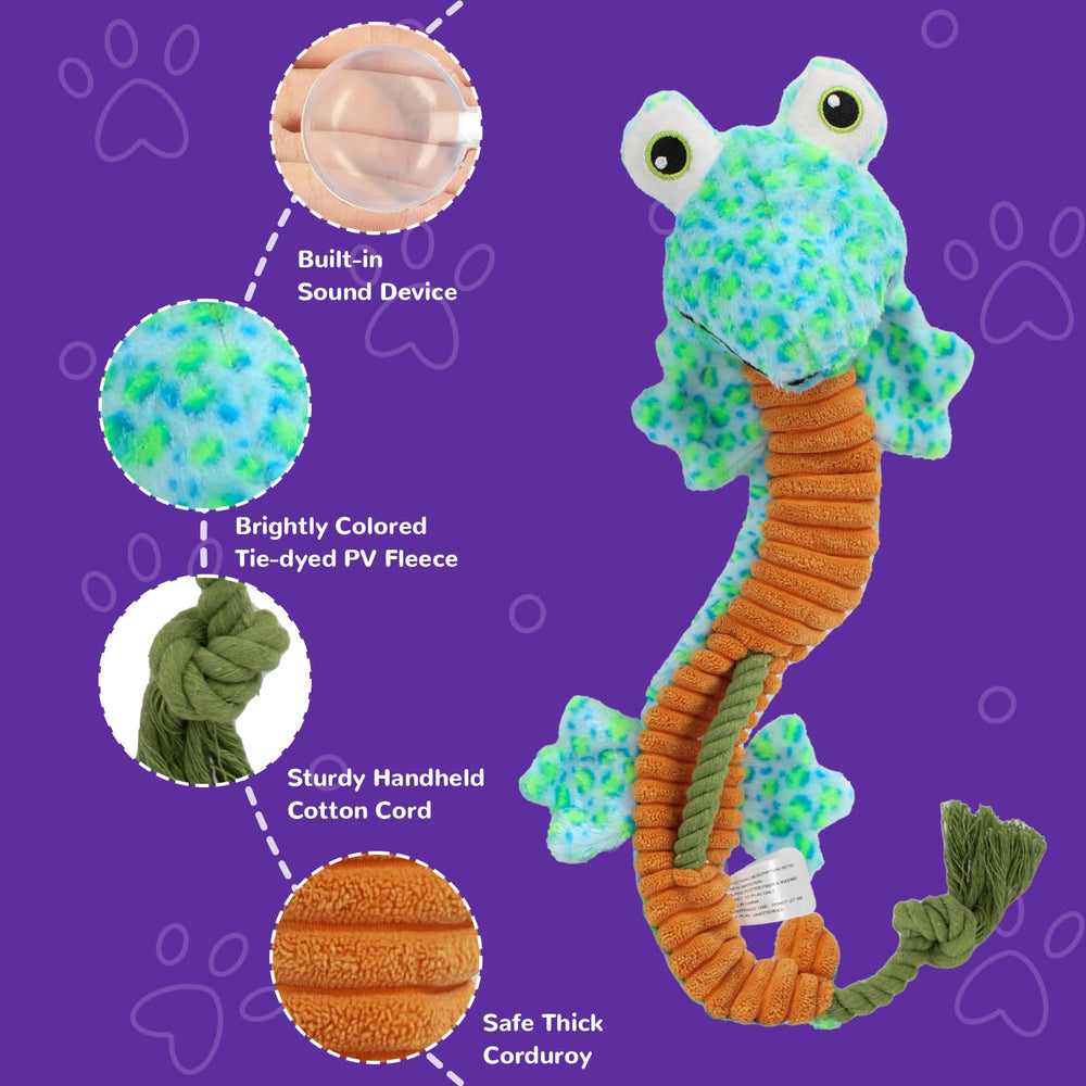 Jouet Belieonu lézard crinkle, idéal pour mordiller et activité physique.