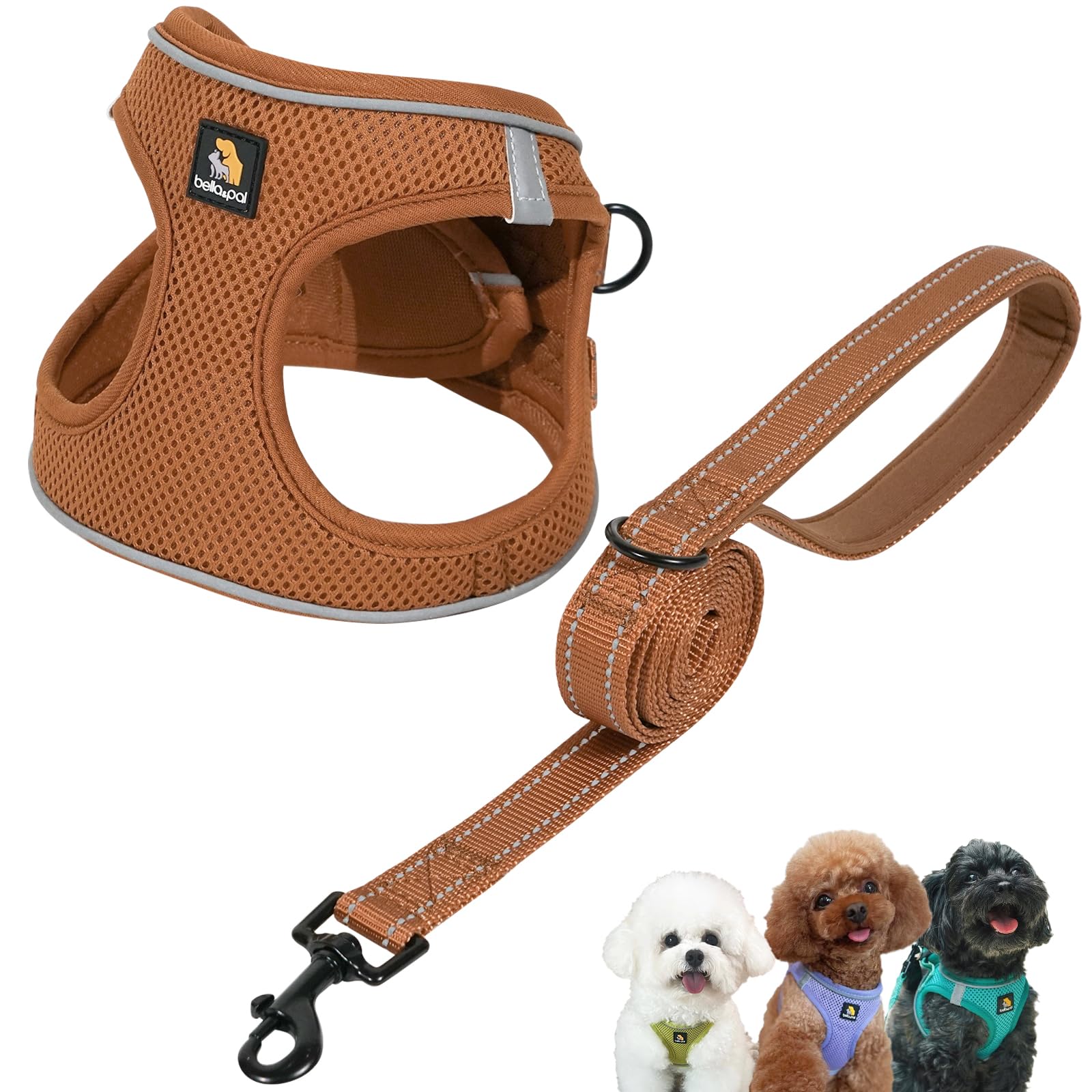 BELLA & PAL Step-in harnais Mokka S — enfilage rapide pour petit chien.