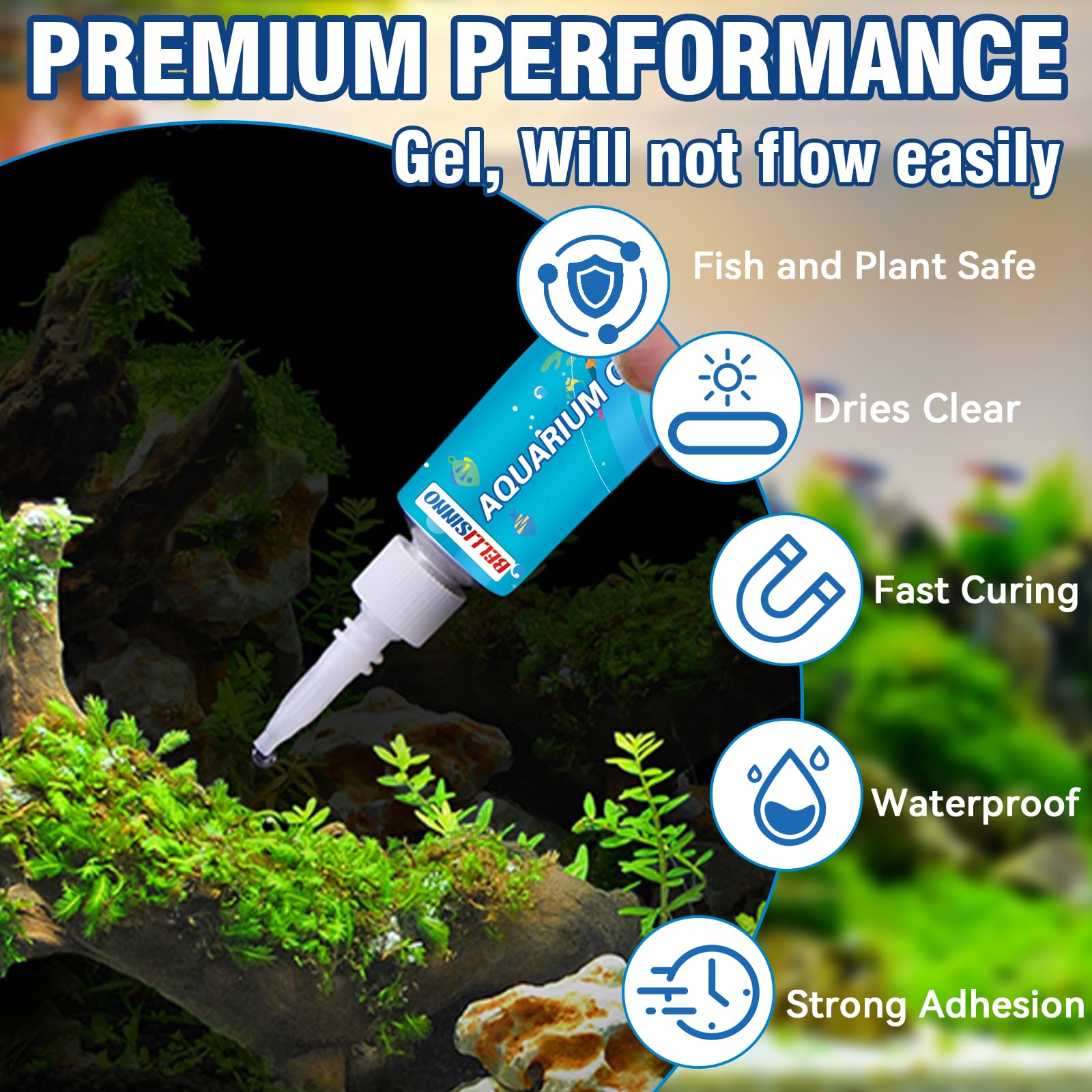 Fixation polyvalente Bellisinno Colle Aquarium pour mousse et coraux.