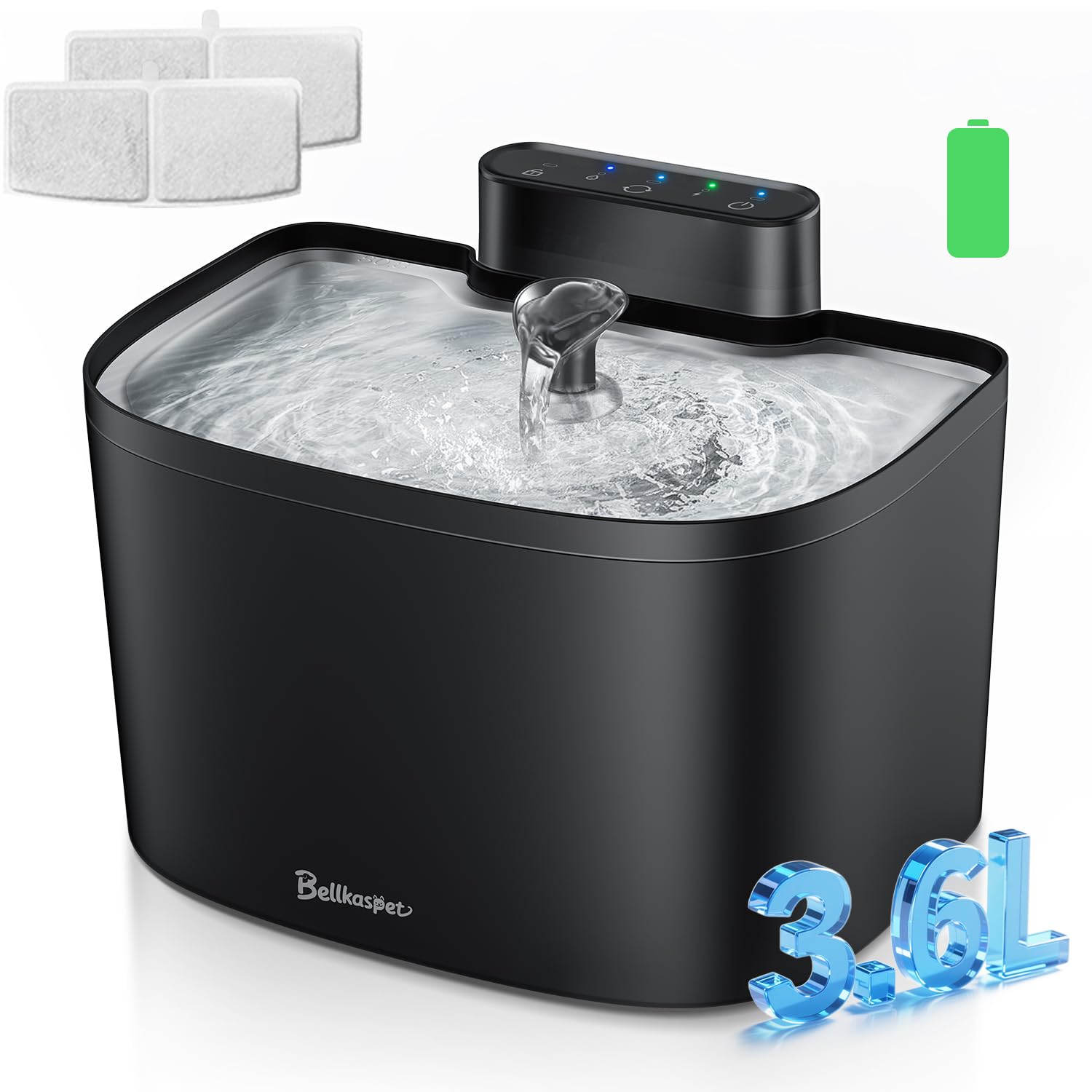 Bellkaspet fontaine-chat, réservoir 122oz, hydratation durable pour votre chat.
