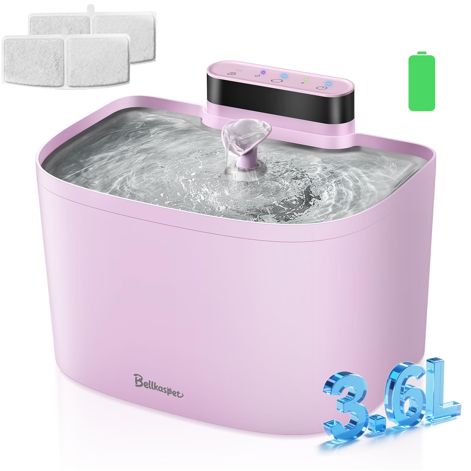 Fontaine Bellkaspet pour chat sans fil offrant une hydratation pratique et sûre.
