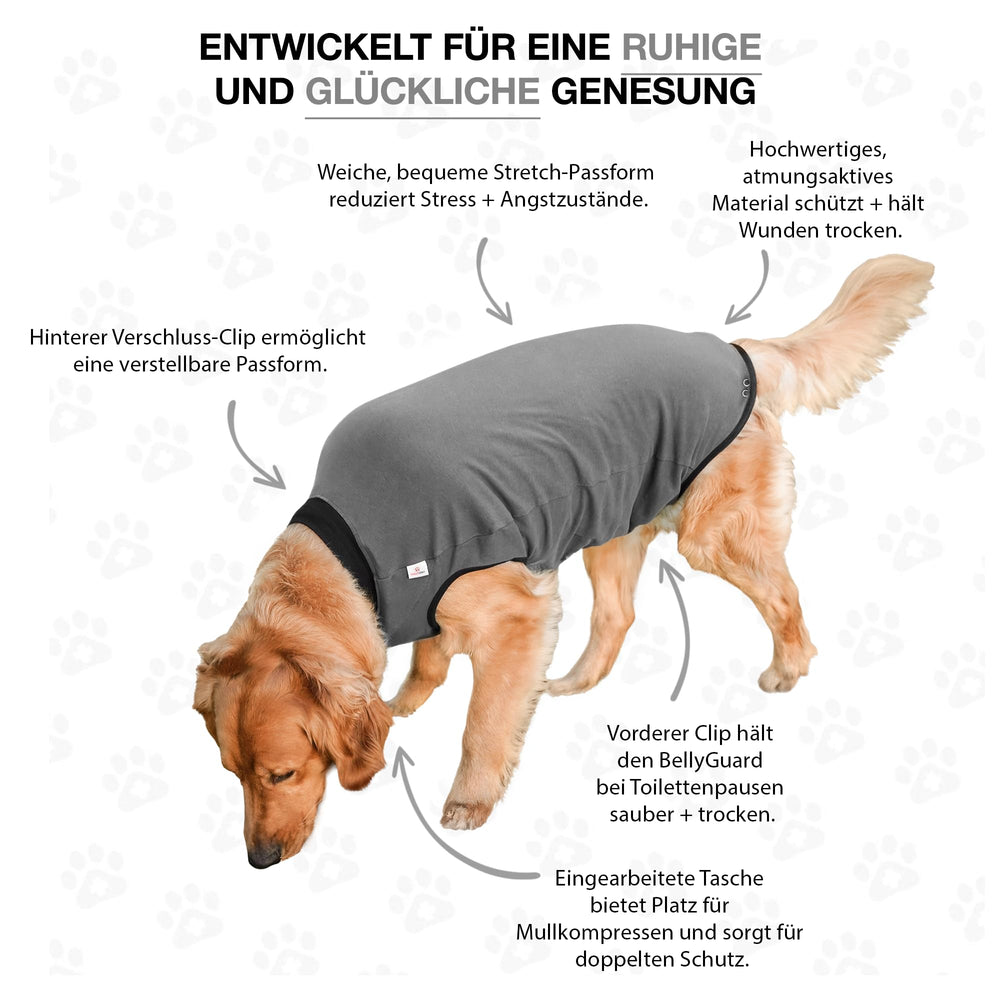 BellyGuard Combinaison récupération chien – facilite les pauses toilettes grâce aux rabats et boutons.