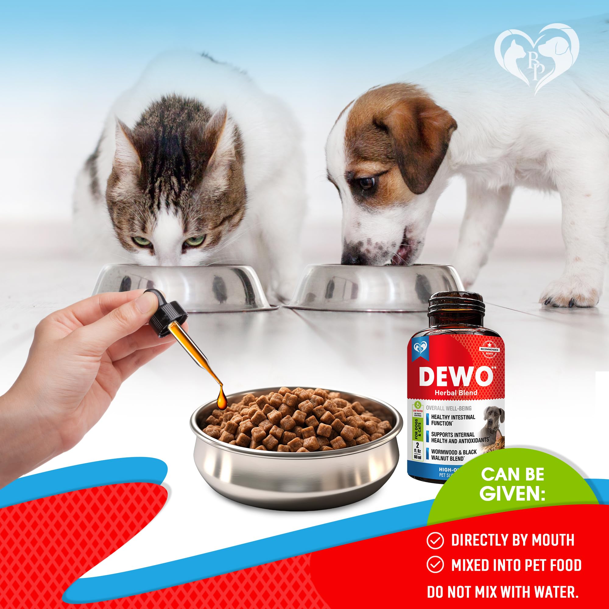 Beloved Pets administration facile – gouttes données directement ou mélangées à la nourriture.