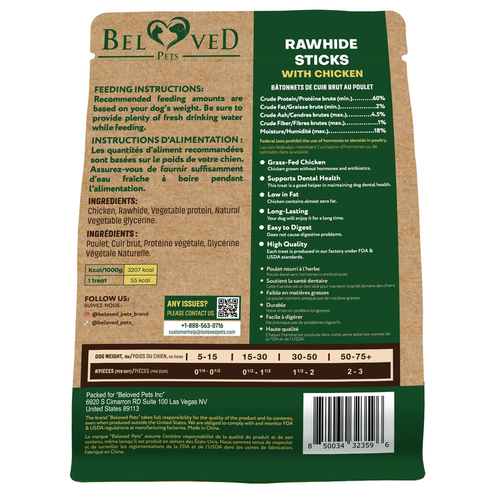 Beloved Pets – bâton en os poulet pour l'entraînement et la récompense.