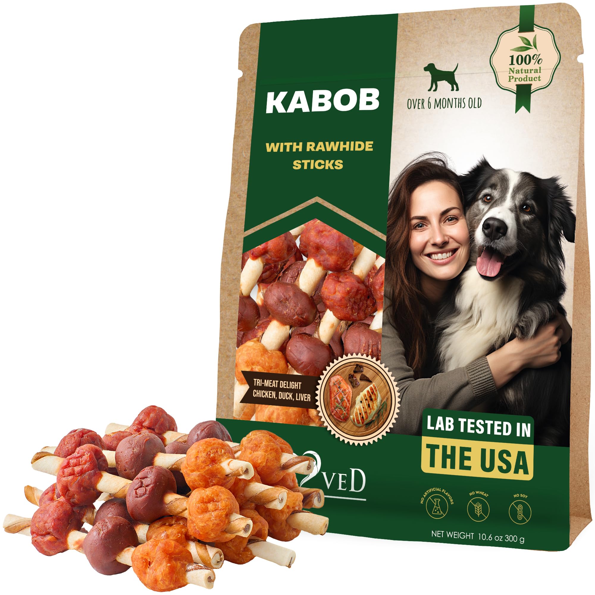 Beloved Pets Brochettes Rawhide Canard-Poulet, récompense appétente pour l'entraînement quotidien.