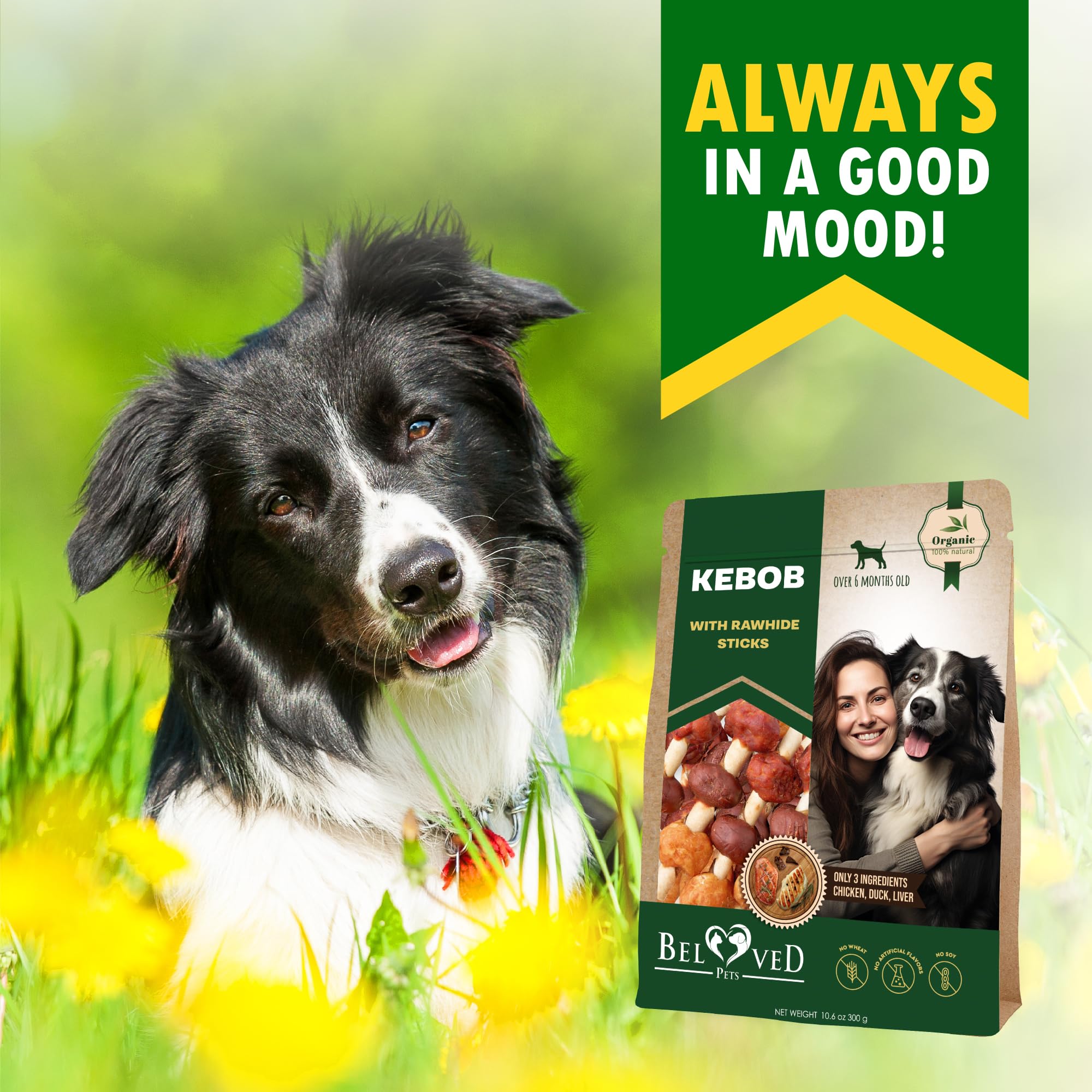 Beloved Pets Brochettes Saveur Naturelle Canard-Poulet, goût authentique sans artificiels.