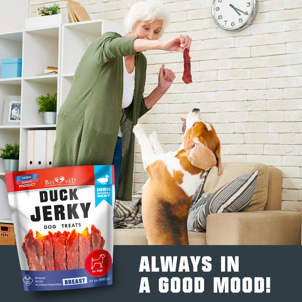 Beloved Pets canard jerky idéal pour récompenser tous les chiens en douceur.