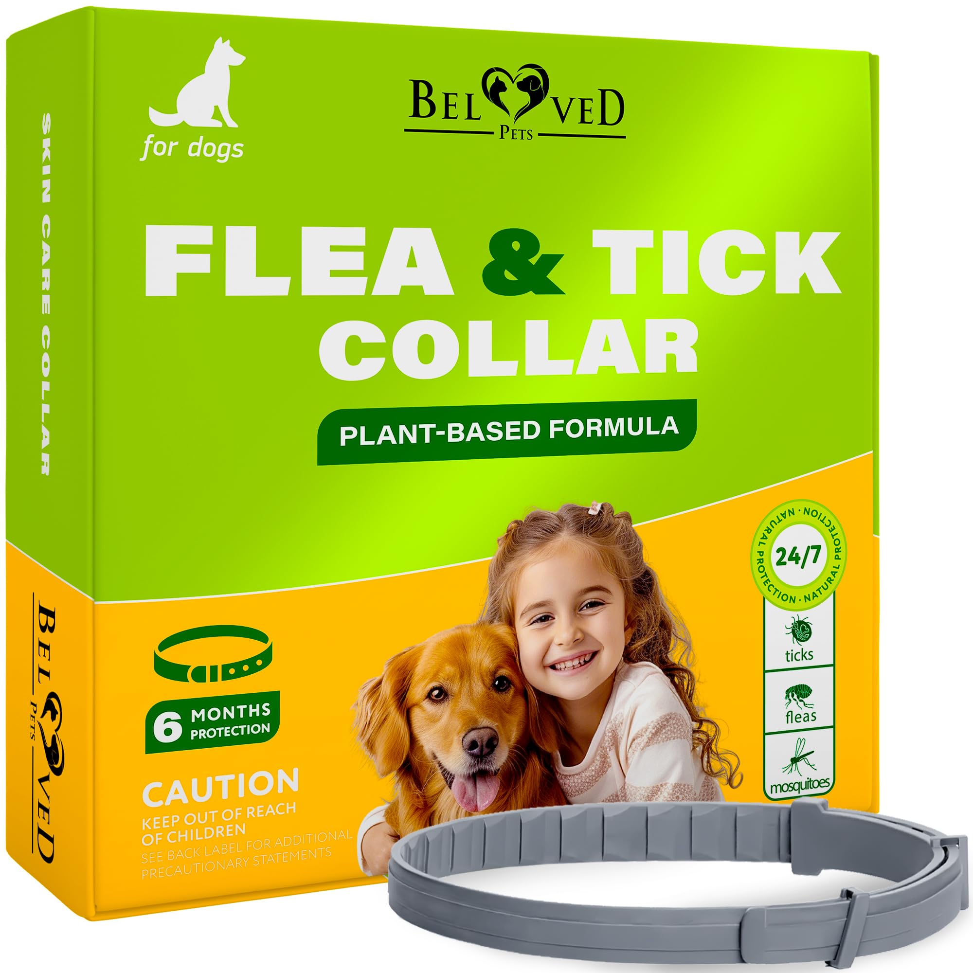 Collier Beloved Pets puces et tiques chien, action rapide sans morsure