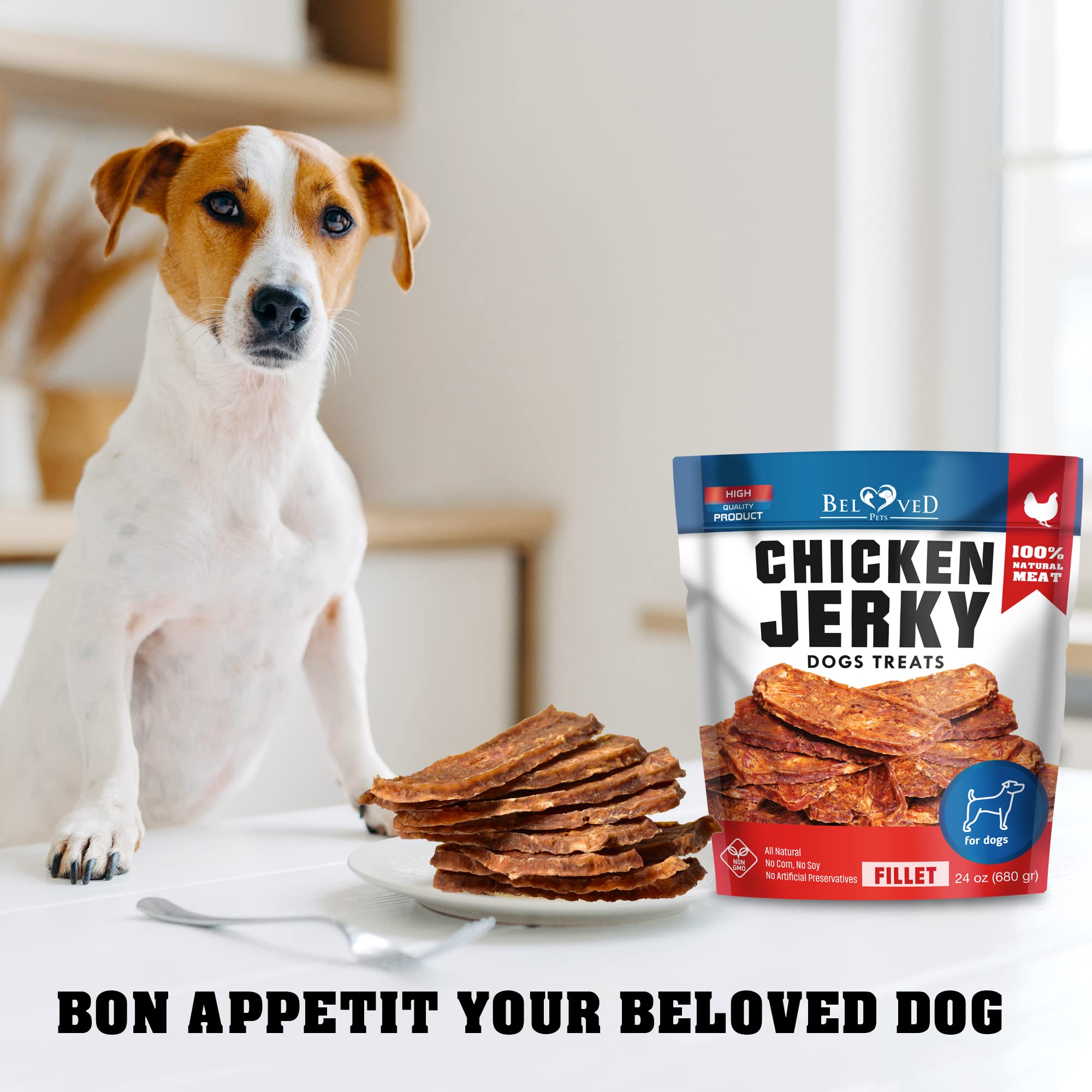 Encas pratiques Beloved Pets à emporter avec poulet pour sorties.