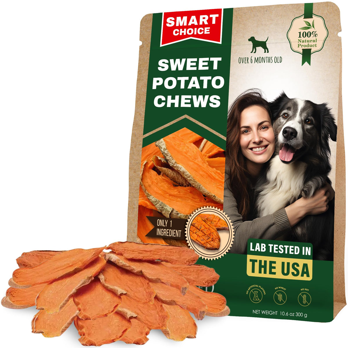 Friandise Beloved Pets patate douce 300g prête pour l'entraînement.