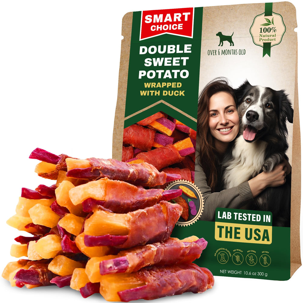 Beloved Pets friandises patate douce et canard pour l'entraînement et la récompense.