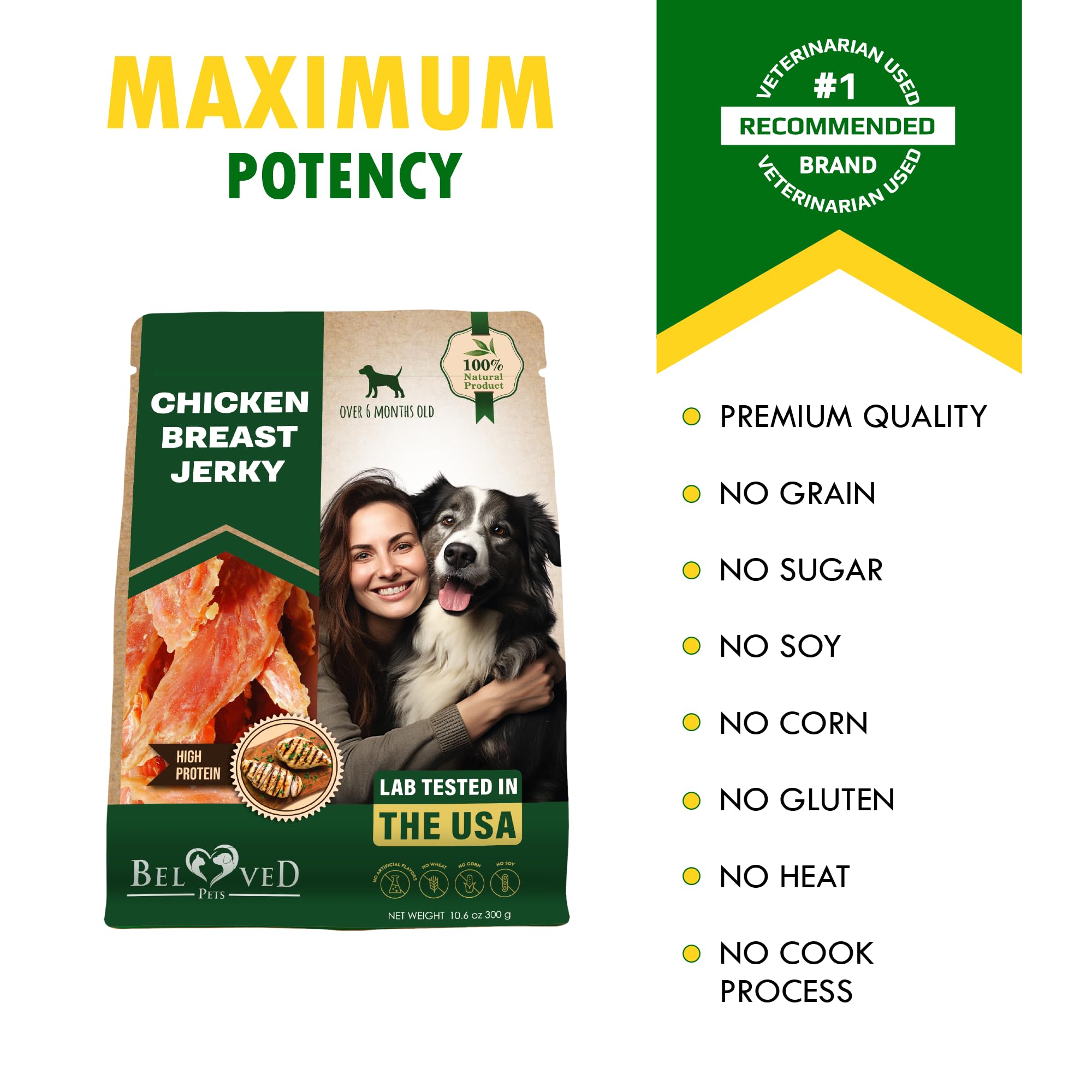 Beloved Pets jerky poulet – emballage doux et poche pratique