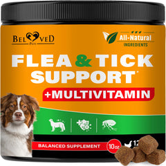 Beloved Pets comprimés préventions puces et tiques pour chien — bouteille pratique pour la routine.