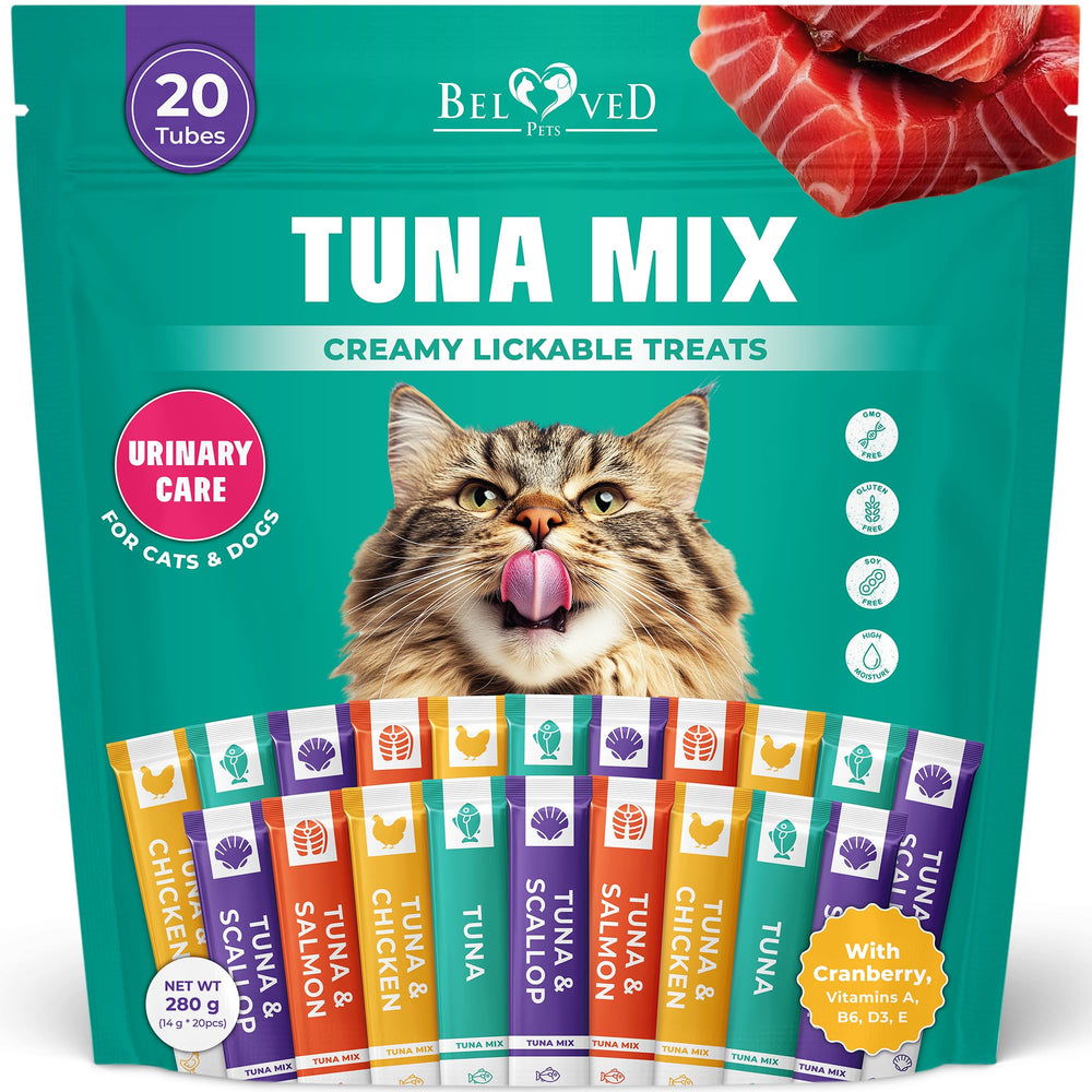 Beloved Pets tube crème thon chaton, pâte onctueuse pour réconfort et hydratation.