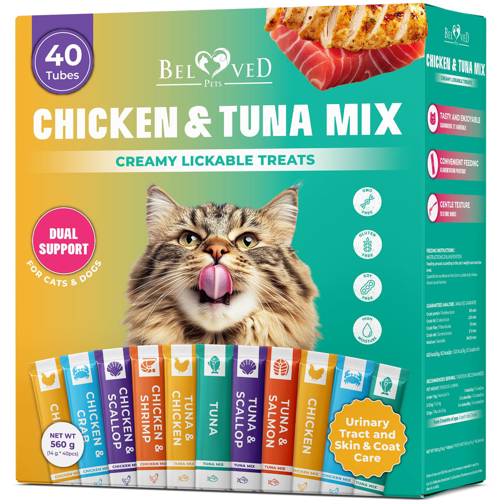 Beloved Pets – tube crème thon-poulet, friandise onctueuse pour chats