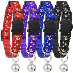 Collier Bemix Pets étoiles et lune 4-pack, meilleure visibilité nocturne.