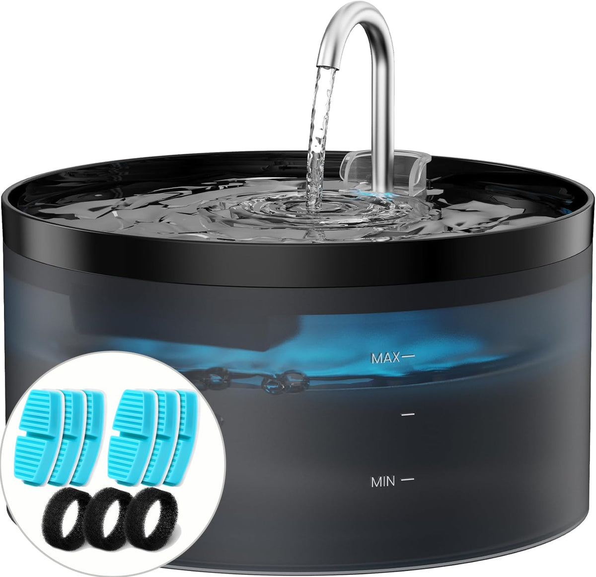BEMOONY Fontaine chat — jet d'eau attractif pour encourager l'hydratation.