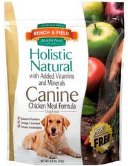 Bench & Field sac 3 kg croquettes chien adulte poulet et riz brun, nutrition équilibrée.