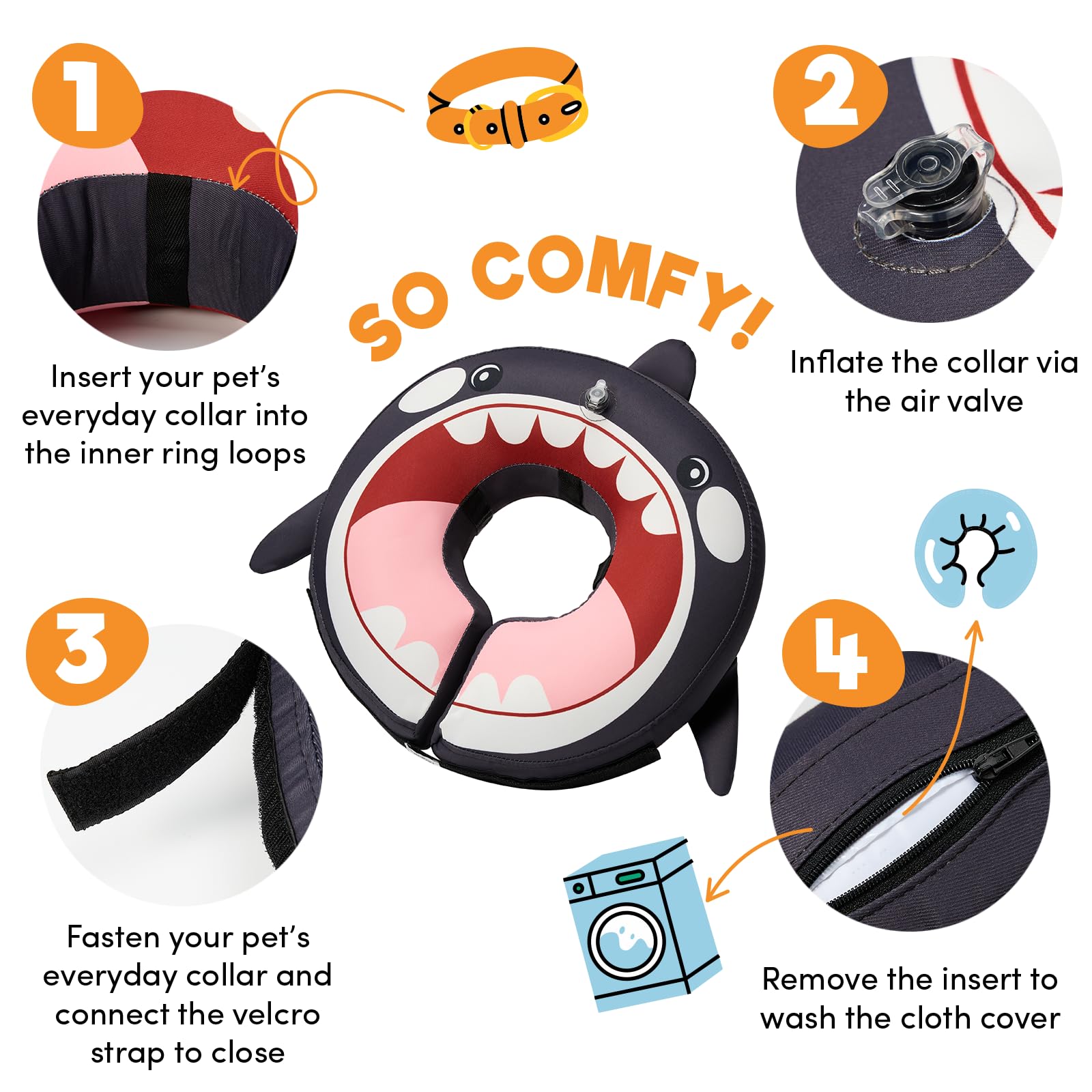 BENCMATE collier gonflable donut, vue arrière-chien, protection légère en activité.