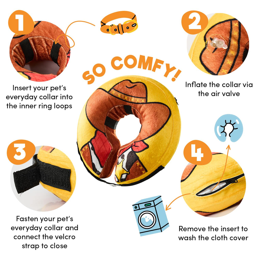 BENCMATE collier donut gonflable, protection post-chirurgie, vue latérale.