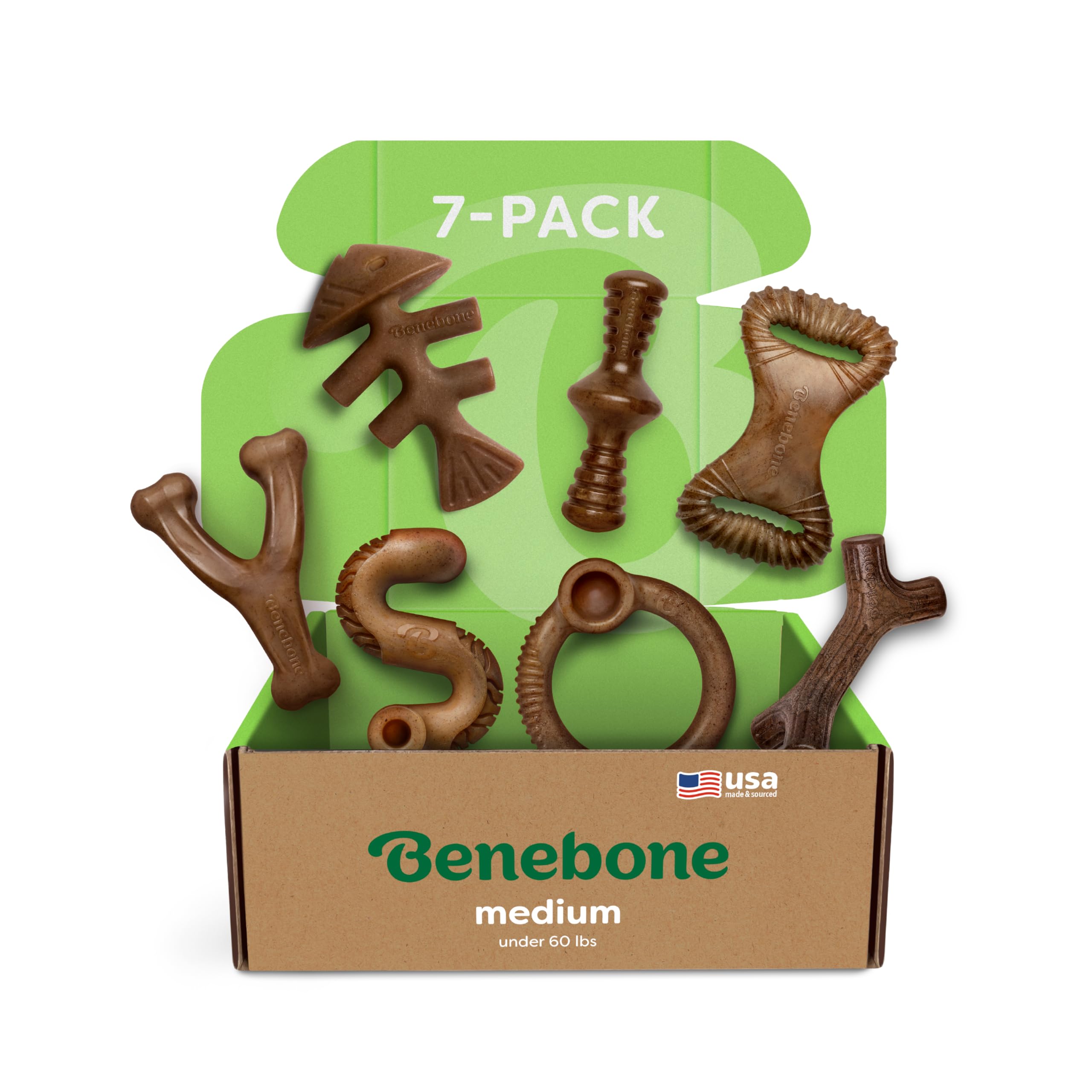 Benebone 7Pack Medium, os à mâcher dur pour chiens, stimulation mentale.