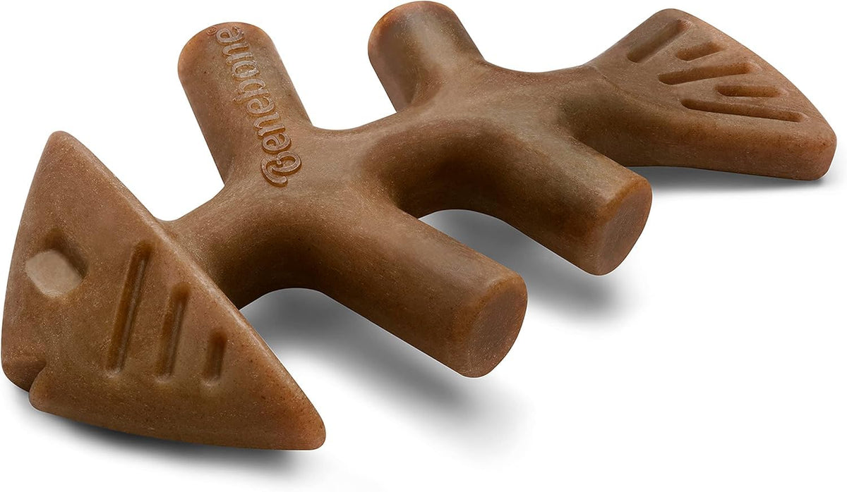 Benebone Fishbone, vue avant, parfum poisson réel pour mâcheurs actifs.