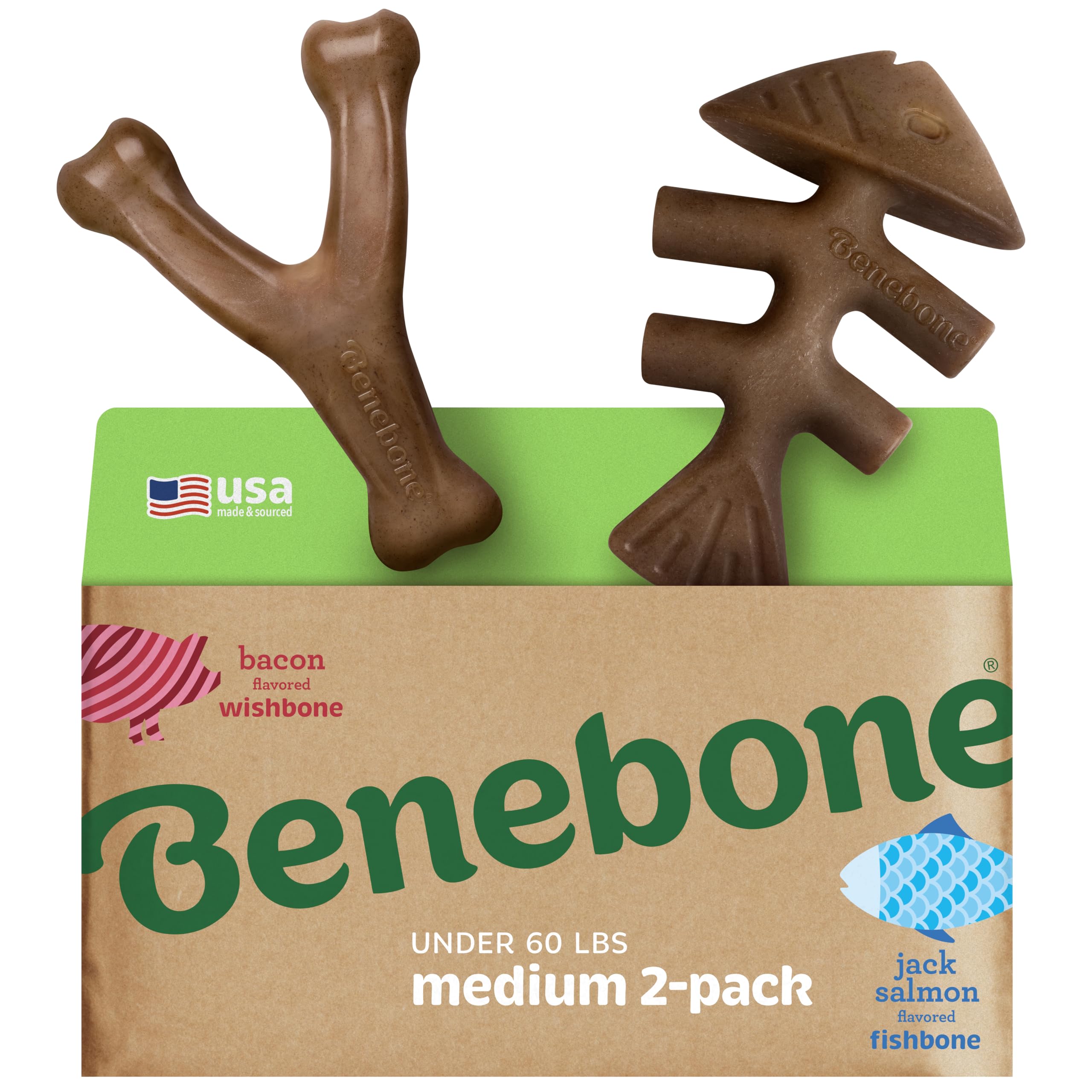 Benebone Fishbone avec poisson réel, stimulation sensorielle et plaisir de mâcher.